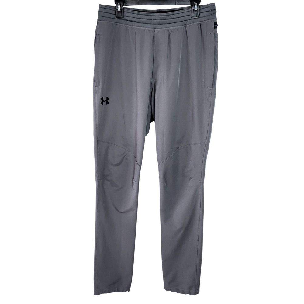 Under Armour Fitted Training Joggers‎ Mens Large Gray Elastic Waist Zip Pockets